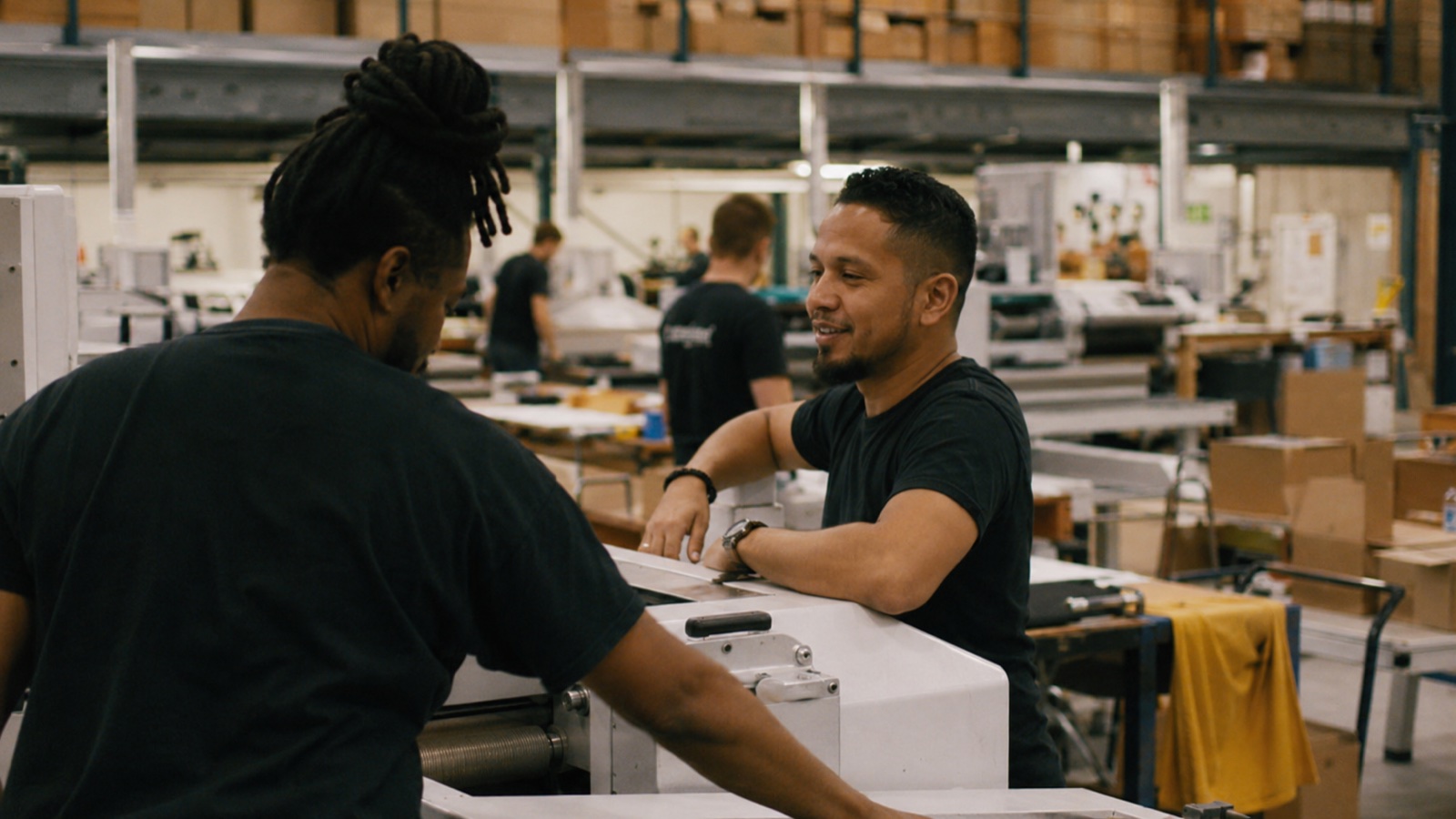 De productiepartner van BLL THE LABEL aan het werk in de drukkerij
